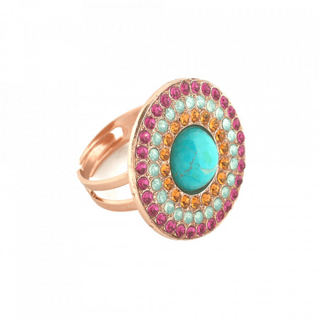 Inel placat cu Aur roz de 24K, cu cristale Swarovski, Happy Days | 7418/3M-1007rg-Multicolor-7616