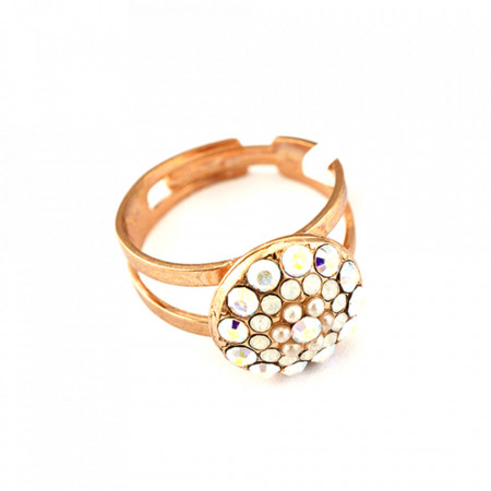 Inel placat cu Aur roz de 24K, cu cristale Swarovski, Seashell | 7141/1-1201RG-Alb-7696