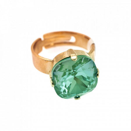 Inel placat cu Aur roz de 24K, cu cristale Swarovski, Silky Sage DeLite | 7326/4-169RG-Verde-7546