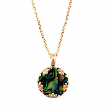 Pandantiv cu lant placat cu Aur roz de 24K, cu cristale Swarovski, Fern | 5323/2-M81RG-Multicolor-6896