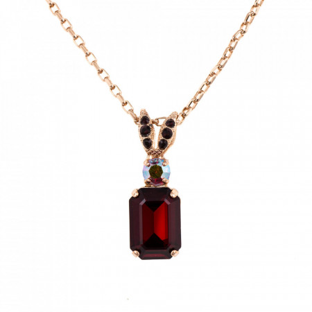 Pandantiv cu lant placat cu Aur roz de 24K, cu cristale Swarovski, Lady In Red | 5233/1-208RG-Rosu-6856