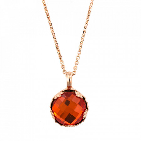 Pandantiv cu lant placat cu Aur roz de 24K, cu cristale Swarovski, Lady In Red | 5323/2-236ARG-Rosu-6886