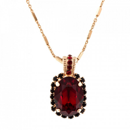 Pandantiv cu lant placat cu Aur roz de 24K, cu cristale Swarovski, Lady In Red | 5522/5-1070RG-Rosu-6966