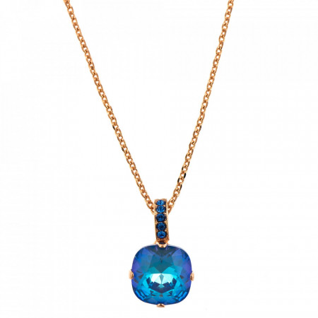 Pandantiv cu lant placat cu Aur roz de 24K, cu cristale Swarovski, Ocean DeLite | 5326/2-206143RG-Albastru-6906