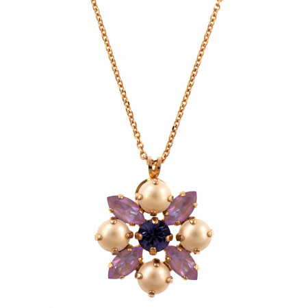Pandantiv cu lant placat cu Aur roz de 24K, cu cristale Swarovski, Romance | 5435/4-139-10RG-Multicolor-6956
