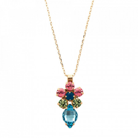 Pandantiv cu lant placat cu Aur roz de 24K, cu cristale Swarovski, Spring Flowers | 5628/1-2141RG-Multicolor-6996