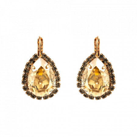 Cercei placati cu Aur roz de 24K, cu cristale Swarovski, Earl Grey | 1098/3-1132RG6-Gri/Bej-9047