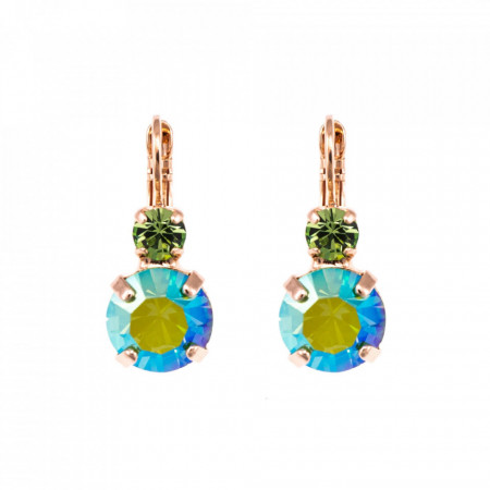 Cercei placati cu Aur roz de 24K, cu cristale Swarovski, Fern | 1037-238AB2RG6-Verde-1457