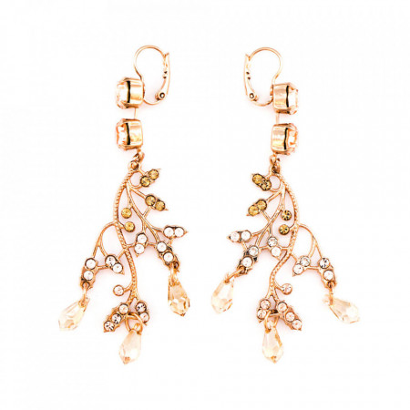 Cercei placati cu Aur roz de 24K, cu cristale Swarovski, Jackie | 1155/1-39132RG6-Bej-5327