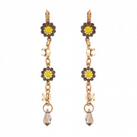 Cercei placati cu Aur roz de 24K, cu cristale Swarovski, Lemon Emigrant | 1111/3-1121RG6-Multicolor-1957