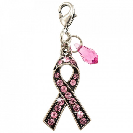 Charm placat cu Argint 925, cu cristale Swarovski, Cancer Awareness | 6255-223SP-Roz-1257