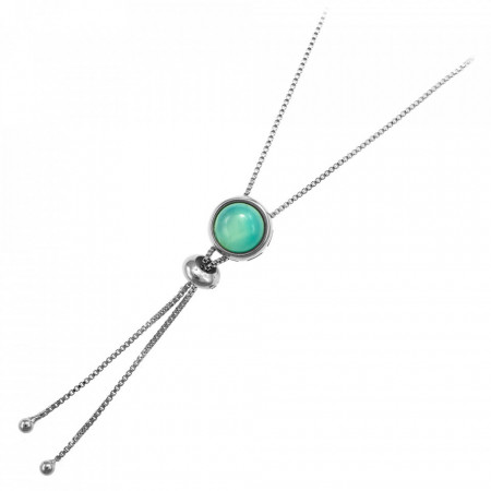 Colier placat cu argint - Bolo Blue Sky Agate cu piatra semipretioasa Agat Albastru-Albastru-8807