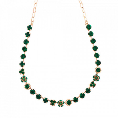 Colier placat cu Aur roz de 24K, cu cristale Swarovski, Emerald | 3028/1-205205RG-Verde-6247