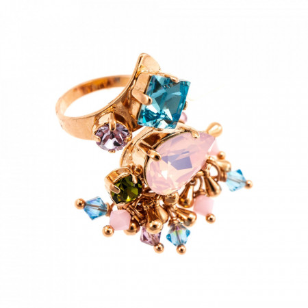 Inel placat cu Aur roz de 24K, cu cristale Swarovski, California Dreaming | 7504-278RG-Multicolor-7637