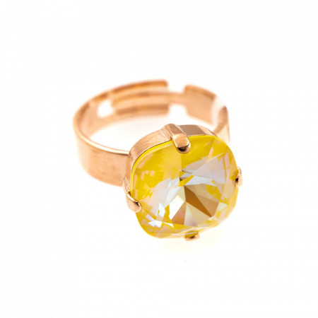 Inel placat cu Aur roz de 24K, cu cristale Swarovski, Yellow Brick Road | 7326/4-141RG-Galben-7537