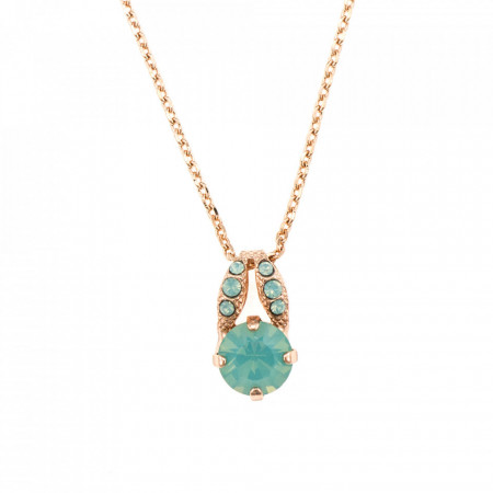 Pandantiv cu lant placat cu Aur roz de 24K, cu cristale Swarovski, Fern | 5252-390390RG-Verde-6867