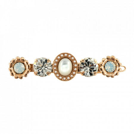 Agrafa de par placata cu Aur roz de 24K, cu cristale Swarovski, Seashell | 9006-M1201RG-Multicolor-6178