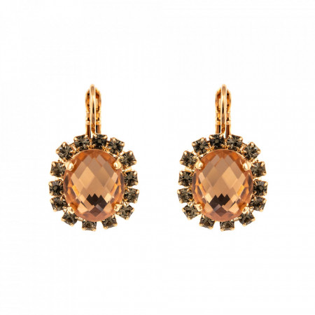 Cercei placati cu Aur roz de 24K, cu cristale Swarovski, Earl Grey | 1090/4-1132RG6-Gri/Bej-9038