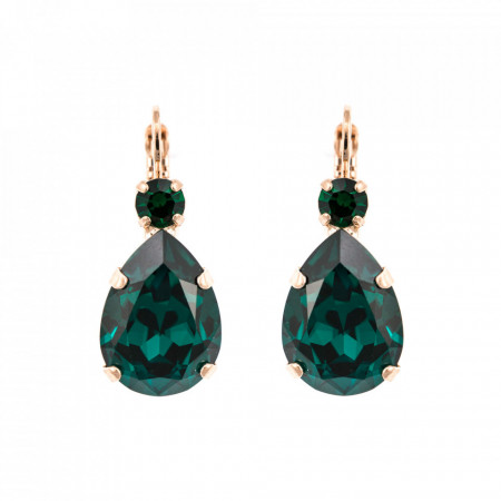 Cercei placati cu Aur roz de 24K, cu cristale Swarovski, Emerald | 1044/3-205205RG6-Verde-1538