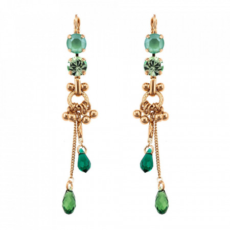 Cercei placati cu Aur roz de 24K, cu cristale Swarovski, Fern | 1160/2-2143RG6-Verde-5358