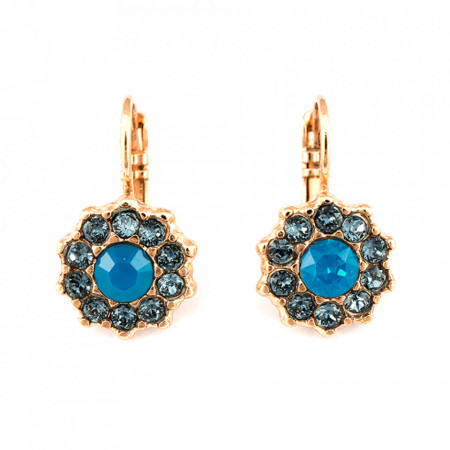 Cercei placati cu Aur roz de 24K, cu cristale Swarovski, Nightfall | 1157-1316RG6-Albastru-5338