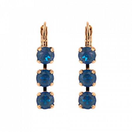 Cercei placati cu Aur roz de 24K, cu cristale Swarovski, Ocean DeLite | 1430/3-143143RG6-Albastru-5718