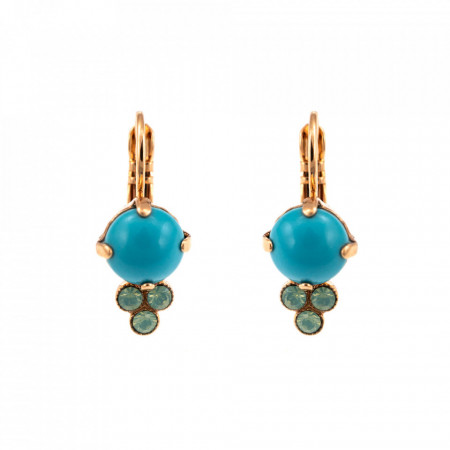 Cercei placati cu Aur roz de 24K, cu cristale Swarovski, Sapphire Sky | 1010-2677RG6-Turquoise-9158
