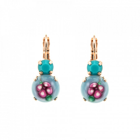 Cercei placati cu Aur roz de 24K, cu cristale Swarovski, Spring Flowers | 1062-267202RG6-Albastru-1618