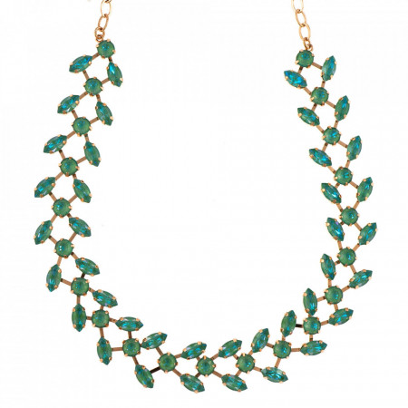 Colier placat cu Aur roz de 24K, cu cristale Swarovski, Silky Sage DeLite | 3128/3-169169RG-Verde-6108