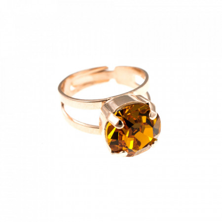 Inel placat cu Aur roz de 24K, cu cristale Swarovski, November Lucky Birthstone | 7048-203RG-Galben-7468