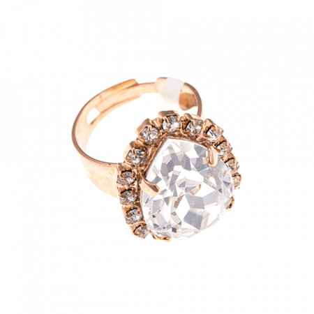 Inel placat cu Aur roz de 24K, cu cristale Swarovski, On a Clear Day | 7098-001001RG-Transparent-7568