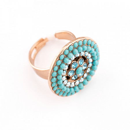 Inel placat cu Aur roz de 24K, cu cristale Swarovski, Sapphire Sky | 7078/1-2672RG-Verde-7518