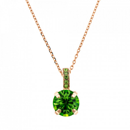 Pandantiv cu lant placat cu Aur roz de 24K, cu cristale Swarovski, August Lucky Birthstone | 5056-214214RG-Verde-6358