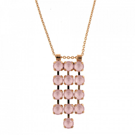 Pandantiv cu lant placat cu Aur roz de 24K, cu cristale Swarovski, Powder Rose | 5430/3-121121RG-Roz-6938
