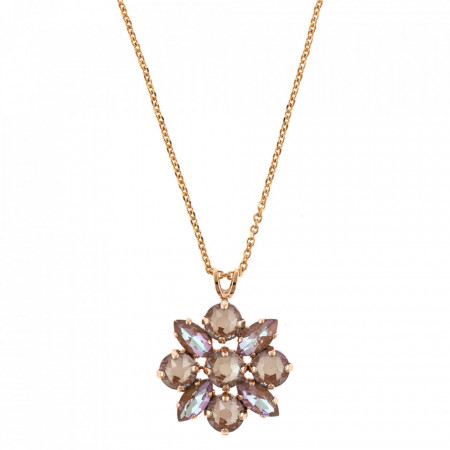 Pandantiv cu lant placat cu Aur roz de 24K, cu cristale Swarovski, Cappuccino DeLite | 5435/4-148148RG-Multicolor-6958