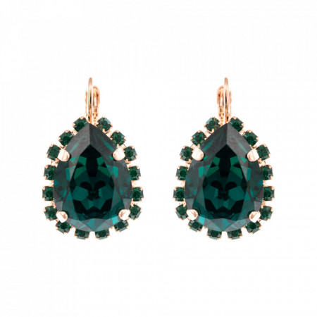 Cercei placati cu Aur roz de 24K, cu cristale Swarovski, Emerald | 1098/3-205205RG6-Verde-1849