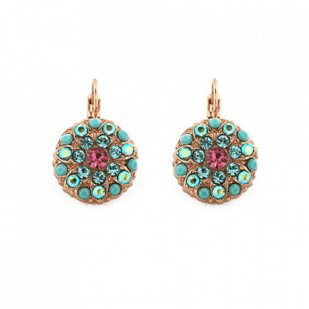 Cercei placati cu Aur roz de 24K, cu cristale Swarovski, Guardian Angel | 1029-3711RG6-Multicolor-1339