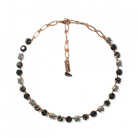 Colier placat cu Aur roz de 24K, cu cristale Swarovski, Black Diamond | 3252-747RG-Negru-6179