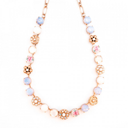 Colier placat cu Aur roz de 24K, cu cristale Swarovski, Seashell | 3245-M1201RG-Alb-6139