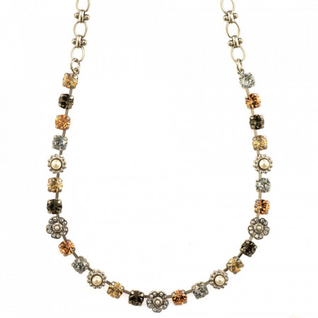 Colier placat cu rodiu, cu cristale Swarovski, Earl Grey | 3504/2-1132RO-Gri/Bej-9019