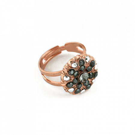 Inel placat cu Aur roz de 24K, cu cristale Swarovski, Guardian Angel | 7217-747RG-Negru-7489