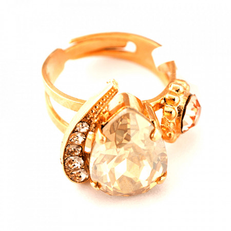 Inel placat cu Aur roz de 24K, cu cristale Swarovski, Jackie | 72009-39132RG-Bej-7759