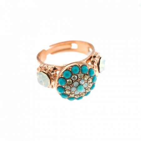 Inel placat cu Aur roz de 24K, cu cristale Swarovski, Sapphire Sky | 7141-807RG-Multicolor-7689