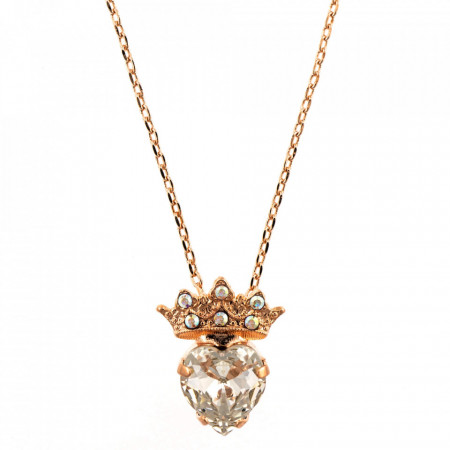 Pandantiv cu lant placat cu Aur roz de 24K, cu cristale Swarovski, Aura | 5543-001RG-Transparent-6979