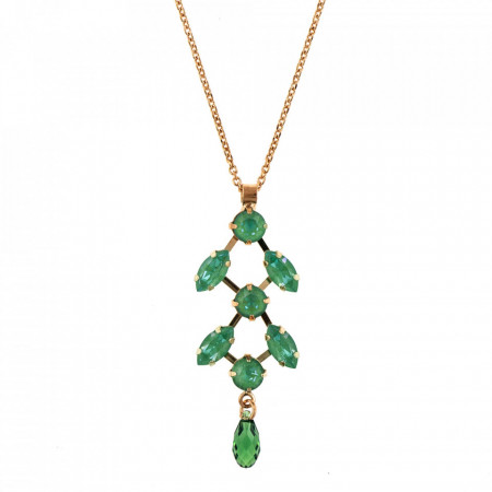 Pandantiv cu lant placat cu Aur roz de 24K, cu cristale Swarovski, Silky Sage DeLite | 5128-169169RG-Verde-6469