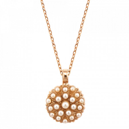 Pandantiv cu lant placat cu Aur roz de 24K, cu cristale Swarovski, Guardian Angel | 5212-M48RG-Alb-6849