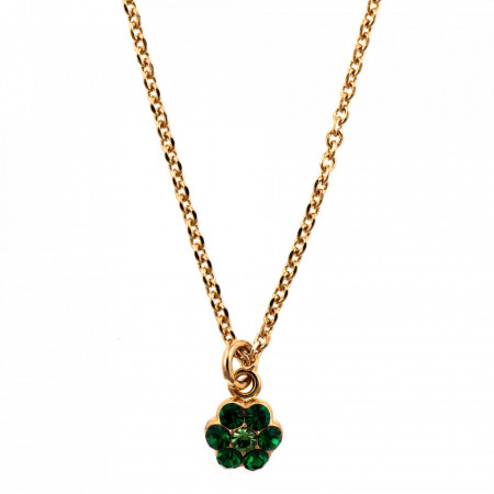 Pandantiv cu lant placat cu Aur roz de 24K, cu cristale Swarovski, Emerald | 5166/10-205360RG-Verde-8959