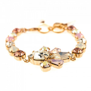 Bratara placata cu Aur roz de 24K, cu cristale Swarovski, Aura | 4030/6-1112RG-Multicolor-1210