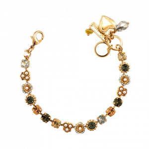 Bratara placata cu Aur roz de 24K, cu cristale Swarovski, Earl Grey | 4028-1132RG-Gri/Bej-9110