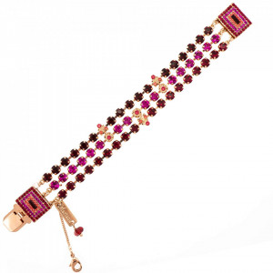 Bratara placata cu Aur roz de 24K, cu cristale Swarovski, FireFly | 4000/3-2140RG-Rosu-960